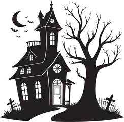 Haunted House Vector Silhouette