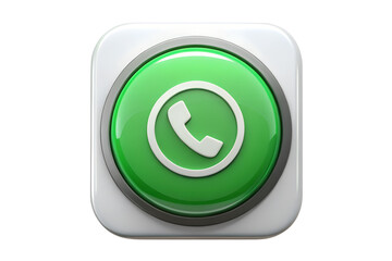 Green phone icon button in square shape isolated on transparent background, a modern symbol for communication and connectivity