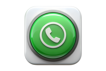 Green phone icon button in square shape isolated on transparent background, a modern symbol for communication and connectivity