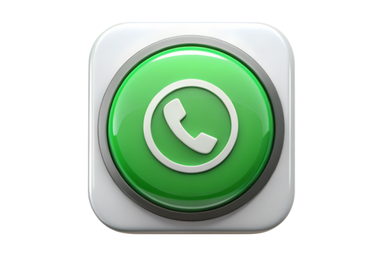 Green phone icon button in square shape isolated on transparent background, a modern symbol for communication and connectivity