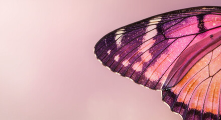 Stunning butterfly wing detail with vibrant pink and purple hues, perfect for design projects