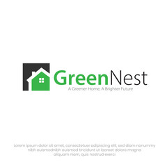 Green nest logo ecofriendly home design concept