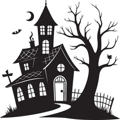 Haunted House Vector Silhouette