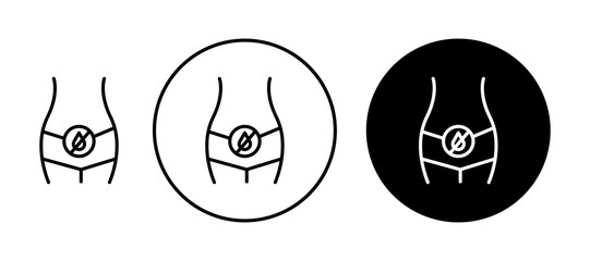 Menopause icons set in black and blue colors on white background