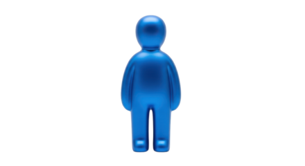 Isolated blue stylized figure with rounded shapes, representation, faceless doll toy