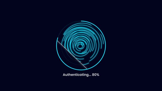 Animated futuristic fingerprint scan symbolizing biometric security  digital identity  and safety technologies.