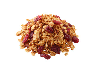 Delicious cranberry granola clusters healthy breakfast cereal, Isolated On white, Png Transparent
