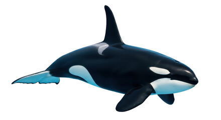 Isolated Orca in Motion, Underwater Predator with Bold Black and White Pattern, Marine Life