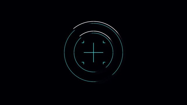 Futuristic HUD digital target animation with glowing crosshair  virtual sci-fi display  and advanced tech visuals.