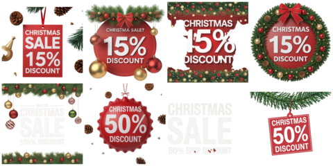 Christmas sale discount offers isolated on a transparent background holiday