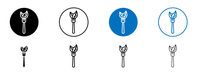 Vegetarian food icons set in black and blue colors on white background