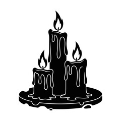 Vector art of three burning candles, creating a spooky and atmospheric mood with dripping wax