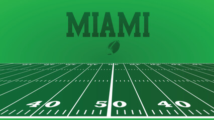 Miami Drawings Of City Names, American Football green field, Vector Illustration Abstract Editable image, Social Media and web Post © VictoryArt