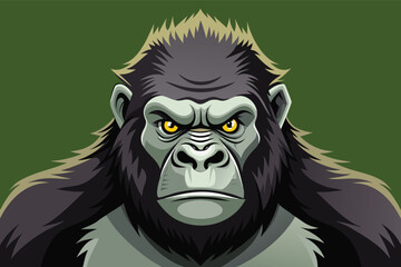 This striking illustration showcases a powerful gorilla's face with a serious expression