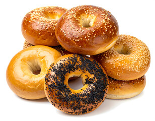 Bagel Assortment on White Background