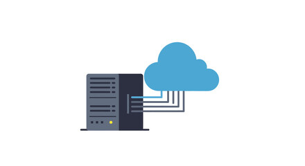 Cloud computing concept with server and network connections in flat design