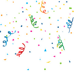 Festive celebration background with colorful streamers and confetti for joyful events transparent background