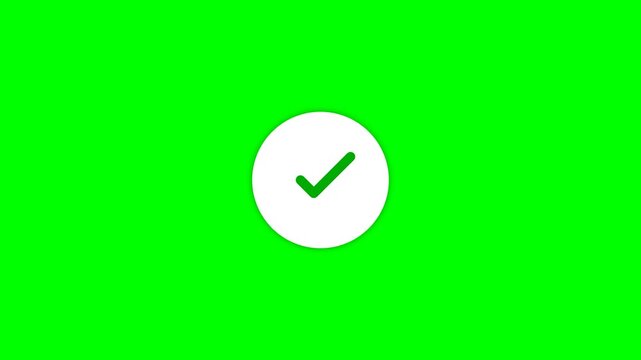 Checkmark animation on greenscreen background symbolizing success  acceptance  and confirmation for projects and edits.