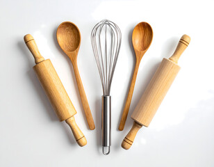 Baking Utensils on White Background