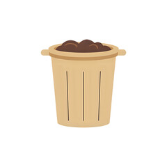 Illustration of a Beige Compost Bin Filled with Dark Brown Compost
