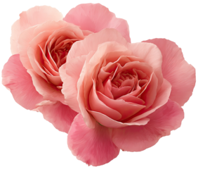 Two delicate, light pink roses, close-up