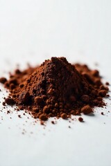 Close-up of a dark brown powder, the texture highlighted, subtly suggesting the dangerous nature of heroin A stark, minimalist image focusing on the drug itself , crisis, injection, needle