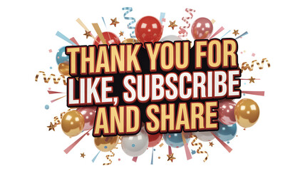 Colorful balloons and confetti surround call to action text, great for social media, video intros, and YouTube thumbnails.