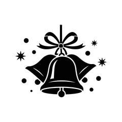 Vector art of christmas bells with ribbon and stars
