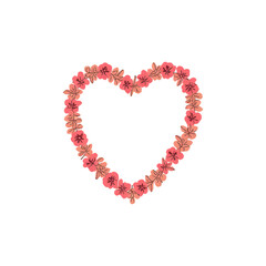 Pink Flower Heart: Romantic Floral Design Element