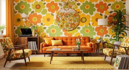 Vibrant 70s Retro Living Room Decor