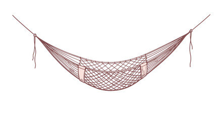 Minimalist linear hammock design in soft brown tones for relaxation themes