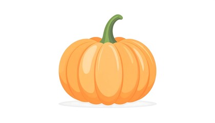 Obraz premium A single, stylized orange pumpkin, complete with a green stem, sits on a white background
