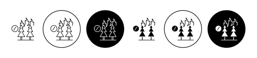 Wildfire disaster icons set in black and blue colors on white background