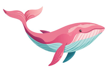 Fototapeta premium Colorful illustration of a whale swimming in a whimsical underwater environment