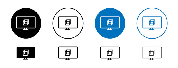 Simulator icons set in black and blue colors on white background