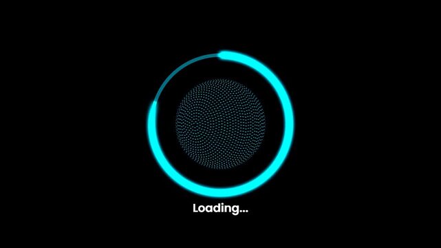 Futuristic holographic Earth loading animation with glowing globe grid design for tech  data  and global network visuals.