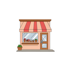 Pink Shop Building Illustration: Perfect for Business Branding & Marketing Materials