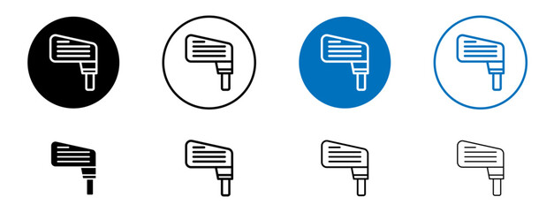 Putter icons set in black and blue colors on white background