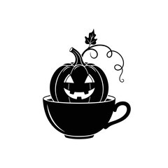 Vector art of cute halloween pumpkin in a cup for holiday decoration and seasonal celebration design