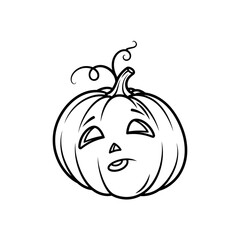 Vector art of cartoon pumpkin with a sad expression, perfect for halloween and autumn themed designs and illustrations