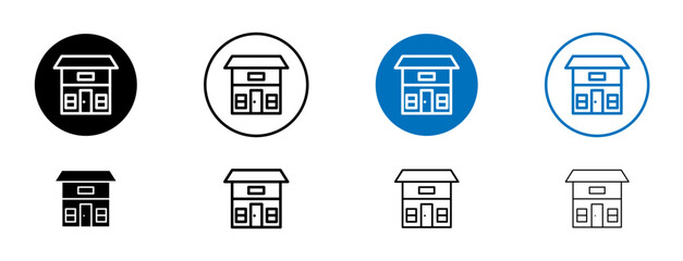 Duplex icons set in black and blue colors on white background