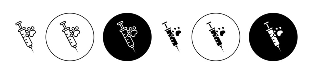 animal injection icons set in black and blue colors on white background