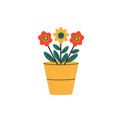 Vibrant Potted Flowers: A Colorful Illustration for Design Projects