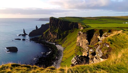 Rugged coastal cliffs meet the ocean