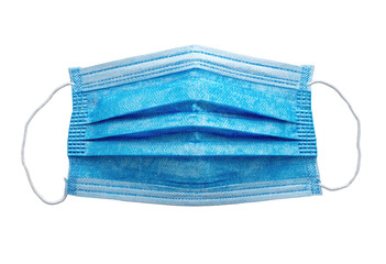 Light-blue disposable face mask, top view