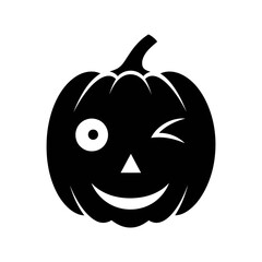 Vector art of silhouette of a winking pumpkin, perfect for halloween invitations and playful designs