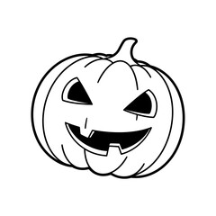 Vector art of outline drawing of a carved jackolantern pumpkin for halloween
