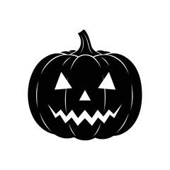 Vector art of a black and white vector illustration of a carved halloween pumpkin