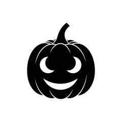 Obraz premium Vector art of a black and white vector illustration of a smiling halloween pumpkin