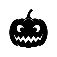 Vector art of black silhouette of a jackolantern with a scary face, perfect for halloween decorations and designs